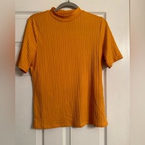 H&M golden yellow ribbed mock neck top